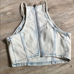 Abercrombie & Fitch High Neck Jean Crop Top